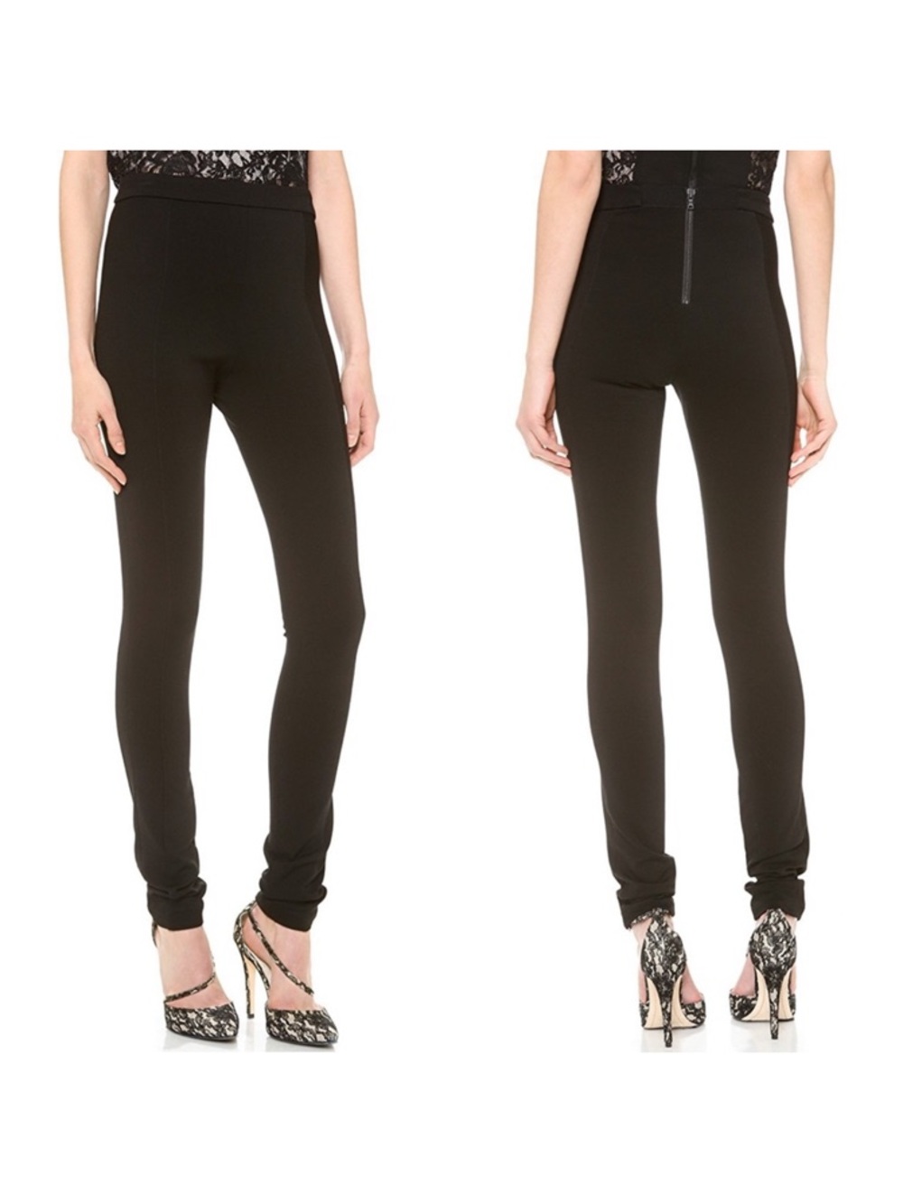 Alice + Olivia Employed Black Seam Front Stretch Leggings Pants Size 0